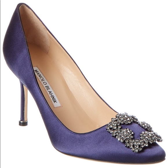 Manolo Blahnik Navy Satin Hingisi Size 38.5 - Picture 7 of 7